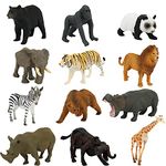 Fun Gift Toddler Zoo Animals Games Toys for Kids, 12 Piece Plastic Animal Figures, Realistic Toy Set for Kids Include Lion, Panda, Tiger, Perfect for Education, Gifts for Kids 3+ Years Boys Girl