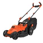 BLACK + DECKER BEMW461BH-GB Lawn Mower with Bike Handle, 1400 W, 240 V, Black, 34 cm