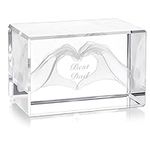 BELLE VOUS Engraved Crystal Gift for Dad - Best Dad Engraved Text in Glass Cube - Keepsake/Collectible Present Ideal for Father's Day, Birthday and Christmas - Thoughtful Gift for Men/Dads