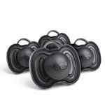 Herobility Gentle Pacifiers – Protective case – BPA-Free – Large air Vents – Newborn – 6 Months – 4-Pack –Black