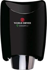 World Dryer K-162 SMARTdri High Efficiency Intelligent Automatic Hand Dryer with Aluminum Cover in Black Multi-Port Nozzle, 110-120V