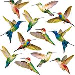 Blulu 18 Pieces Large Size Hummingbird Window Clings Anti-collision Window Clings Decals to Prevent Bird Strikes on Window Glass Non Adhesive Vinyl Cling Hummingbird Stickers