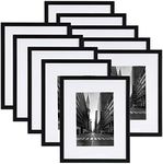 Giftgarden Black 8x10 Picture Frame Set of 10, Matted to 5x7 Picture with Mat or 8x10 Photo without Mat, Multi Frames for Gallery Wall Tabletop Display