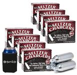 MrFizz Leland Co2 Cartridges Soda Chargers, 8 Gram Seltzer Food Grade Cartridge Compatible with 1 Liter Soda Siphons like iSi Liss and Mosa, with Number 1 in Service Soda Can Holder, 80 Cartridges