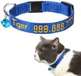 Customized Embroidery Cat Collar for Big Cat/Adult Cat, Personalized Collar with Name and Number - Cat ID Collar with Safety Breakaway Buckle