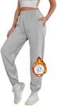 Voqeen Womens Sweatpants Baggy Joggers High Waist Jogging Pants Sweat Pants Cotton Workout Pants Soft Fleece Lined Pants Trousers Light Grey