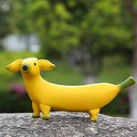 Lhocm Cute Banana Dog Garden Statues Figurines Ornaments, Creative Resin Garden Gnomes Funny Dog Statues for Home, Patio, Garden, Yard, Office, Outdoor Decorations, Funny Weird Garden Gifts