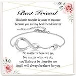 KORAS Friendship Gifts for Women, Best Friend Bracelet Sterling Silver Infinity Bestie Bracelet for Girls, Jewellery Gifts for Best Friend Besties Sister on Birthday Graduation Christmas