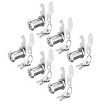 Hecfu 6 Pack Cabinet Locks with Keys, 1-1/8" Cam Lock Keyed Alike, Secure Drawer Mailbox File Cabinet, RV Storage Locks Tool Box Locks Replacement Set, Zinc Alloy