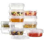 PLASTICPRO 12 Pack Twist Cap Food Storage Containers with Clear Screw on Lid- 8 oz Reusable Meal Prep Containers - Freezer and Microwave Safe Clear Plastic Food Storage