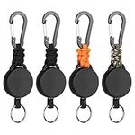 Retractable Keychain Heavy Duty Carabiner Badge Holder Retractable Badge Reel ID Holder Steel Retractable Cord and Paracord Extendable Key Ring 4 Pack