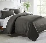 California Design Den 3-Pc Queen Size Duvet Cover Set, 400 Thread Count 100% Cotton Duvet Cover, Soft & Breathable Cotton Set with Button Closure, Includes 2 Pillow Shams (Grey, Queen)