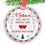 Elegant Chef Christmas Ornament Gift for Sister- A Sister is God's Way of Making Sure We Never Walk Alone- Gift Ideas for Soul Little Big Sister, Sister in Law, Besties- 3 inch Flat Stainless Steel