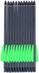 ANCLLO 12pcs 7.5Inch Green Feather Pure Carbon Bolt, 2 Inch Drop Feather Arrow with Replaceable Head for Compound And Recurve Bow