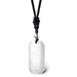 MAIBAOTA Clear Quartz Crystal Necklace for Men Women Adjustable Rope Energy Healing Stone Pendant Necklace Natural Reiki Quartz Tag Gemstone Jewelry