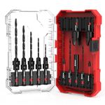 EZARC Countersink Drill Bit Set, 15 PCS Tapered Drill Bits Counter Sink Drill Bit with 2PCS Wood Plug Cutter 1/4" Hex Shank Quick Change for Woodworking with Storage Box