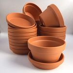 Weston Mill Pottery [HF13/S13] Terracotta half pots with saucers (pack of 10) 13.5 cm diameter x 7.5cm high