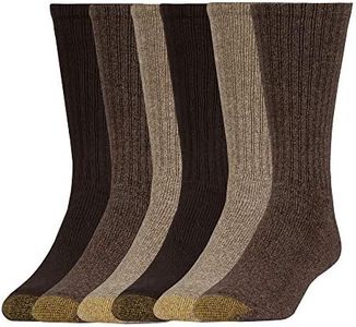 Gold Toe Men's Harrington Crew 6 Pack Extended Men s Socks, Taupe Marl/Khaki (6-pairs), One Size US