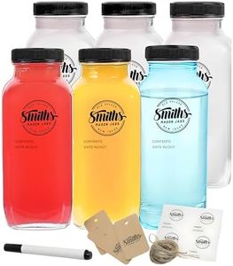 Smiths Mason Jars Bottiglie di succo di vetro 6 pacchetto, bottiglie con Lids 500ml - Vintage vetro quadrato riutilizzabile, BPA Free Leak-Proof per palestra & liquidi caldi