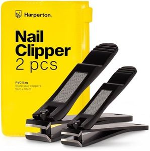 Nail Clippers for Thick Nails - 2 Pack Heavy Duty Toenail & Fingernail Clippers for Men Precision Stainless Steel Cutter Set with Travel Case (Black)