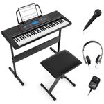 Costzon 61 Key Keyboard Piano with LCD Screen, Portable Digital Piano w/Microphone Headphone, Adjustable Stand, Foldable Piano Bench, Dual Power Supply, Perfect for Kid Beginners Adults (Black)