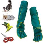 XIEHUZA Animal Handling Anti-Bite Gloves, 24inch Reinforced Leather Welding Gloves for Gardening, Grooming, Dog Training, Cat Scratch, Bird Handling Falcon Gloves Grabbing, Bite Resistant Feed Gloves