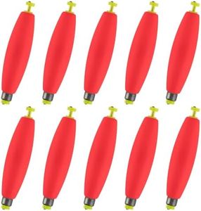 Alwonder 10 Pack Fishing Bobbers Floats, Weighted Bobbers for Fishing Cigar EVA Foam Snap-on Floats, Fishing Corks Floaters Buoys for Crappie Bass Panfish Bluegills Trout S Red