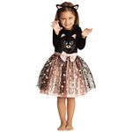 Sincere Party Cat Halloween Costume for Girls Long Sleeve Quality Cat Fancy Dress with Tail and Headband for Toddler 7-8years