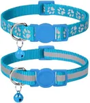 Taglory Kitten Collar Breakaway with Bell, 2 Pack Girl Boy Pet Kitten Collar Adjustable 6-8 Inch for 2-6 Months Cat, SkyBlue