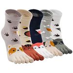 ZFSOCK Toe Socks for Women - Novelty Funny Five Finger Socks Cute Funky Animal Pattern Cotton Running Ankle Socks with Toes 4-7 Fluffy-5 Pairs