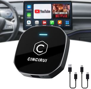 CINCIRUI 4 in 1 Wireless CarPlay Android Auto Adapter Compatible with Netflix YouTube TF Card, Smart CarPlay Ai Box Video Streaming Wired to Wireless CarPlay Dongle Only for Orginal Wired CarPlay Car