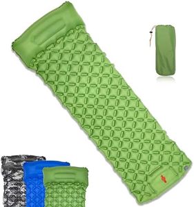 JUNART Camping Sleeping Pad, Inflatable Air Mattress with Pillow Built-in Pump, Ultralight Portable Waterproof Camping Accessories (Green)