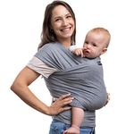 CuddleBug Baby Wrap - Hands-Free Baby Wrap Carrier - Soft & Stretchy Wrap - Baby Carrier Newborn to Toddler 7-35 lbs - One-Size-Fits-All Baby Holder Wrap - Hip-Healthy Baby Wrap Sling (Grey)