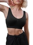 Love My Fashions® Women's Super Comfort Bra Nonpadded Pack of 1 & 3 Seamless Crop Top Bralette Everyday Wear Plus Size Sleep Yoga Stretch Sports Bras Black