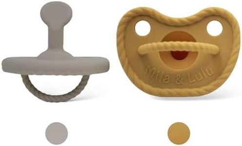 Mila & Lulu Orthodontic Shape Silicone Pacifiers (Set of 2); 0 Months and up; 100% Food Grade Silicone, One Piece Design (Cloud/Sun)