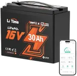 LiTime 16V 30Ah Bluetooth LiFePO4 Lithium Battery Built in BMS, 10 Years Lifetime 4000+ Cycles Perfect for Fish Finder, Fishing Electronics