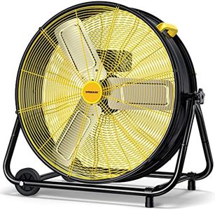 VAGKRI 24 Inch Industrial Drum Fan, 320W High Velocity Floor Fan, 3 Speed Heavy Duty Metal Air Circulator, 360° Tilt with Casters Handle ETL Standard for Patios, Warehouse, Commercial,Basement