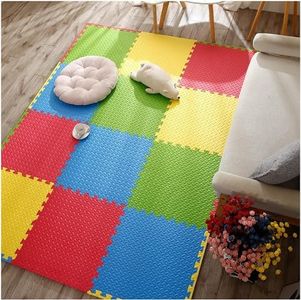 REZNOR Interlocking Exercise EVA Foam Floor Grid Pattern Mats for Gym Equipment – Eva Interlocking Floor Tiles Soft Flooring for Exercising, Yoga, Camping, Kids, Babies, Playroom, 12mm, 32 Square Feet