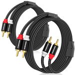 RCA Cables 8FT 2 Pack[Hi-Fi Sound, Nylon Braided, Shielded], HOSONGIN 2-Male to 2-Male RCA Audio Stereo Subwoofer Cable Auxiliary Cord for Home Theater, HDTV, Amplifiers, Hi-Fi Systems, Speakers