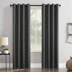 Sun Zero Brooks Burlap Weave Thermal Extreme Total Blackout Grommet Curtain Panel, 52" x 96", Coal