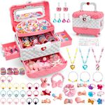 Kids Jewelry Kit Girls Toys, 153pcs Girls Dress Up Play Jewelry Set Kids Toys with Necklaces Bracelets Rings Earrings Hair Accessories and Jewelry Box, Birthday for 3-8 Year Old Girls