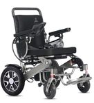 Broobey Portable Electric Wheelchairs for Adults, Lightweight Electric Wheelchair Support 150 kg, Electric Motorised Folding Wheelchair for Seniors, 12+ km Long Range (6 Ah Battery)