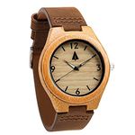 Treehut Wooden Watches for Men, Japanese Quartz Movement, Stylish Exotic Wrist Watch with Adjustable Stainless Steel Buckle, Leather Straps, Watch Made from Bamboo Wood, Montre Pour Hommes