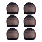 6 Pcs Stocking Wig Caps Nylon Stretchy Wig Caps for Women Lace Front Wigs (Black)