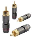 [4 pcs] Hi End RCA Male Plug, Adapter Audio Phono, Gold Plated Solder Connector Wv-hfr4in1