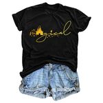 QAUN Womens Magical Shirt Magic Kingdom Tshirt Castle Graphic Tee Family Vacation Shirt