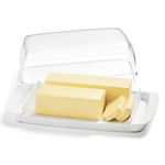 Lifewit Butter Dish with Lid for Countertop, Extra Large Plastic Butter Holder Container with Handles&Markings for Countertop and Fridge, Perfect for Two 1/4 lb Sticks Butter