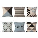 LLQUS Set of 6 Cushion Covers 18x18 inch/45x45cm, Cotton Linen Throw Pillow Cases, Printed Geometry Square Pillow Covers for Livingroom Sofa Bed Chairs Car Bedroom Home Decor