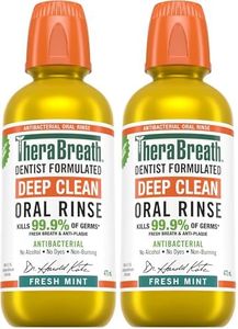 TheraBreath Deep Clean Oral Rinse, Refreshing Mint flavour 473mL – Dentist Formulated Mouthwash, Kills 99.9% of germs, Alcohol-Free, Non-Burning, Anti-Plaque, Supports Daily Oral Hygiene (Pack of 2)