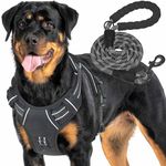 Haapaw Heavy Duty Tactical Dog Harness for Large Dogs, No Pull Adjustable Pet Harness Reflective Service Training Easy Control Pet Vest Military K9 Working Dog Harnesses- XL, Black